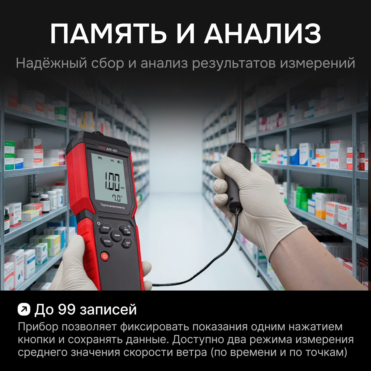 Термоанемометр RGK AM-40 с поверкой