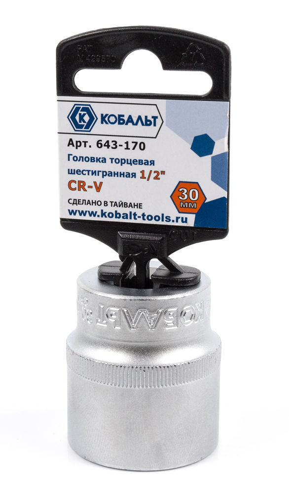 Головка торцевая КОБАЛЬТ 1/2", 30 мм, Cr-V(1 шт.) подвес