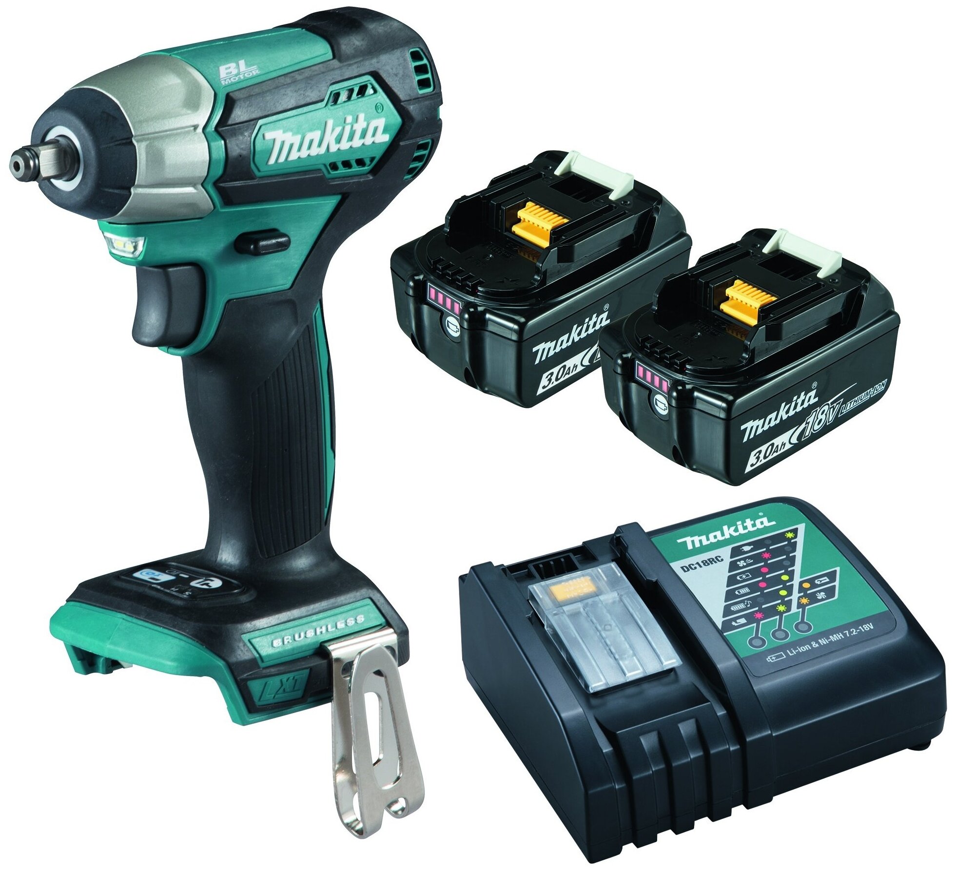 Гайковёрт аккумуляторный ударный MAKITA DTW180RFE (18 В, 180нм, 3/8", 1,5кг, 2акк.Li-ion.3Ач, кейс)