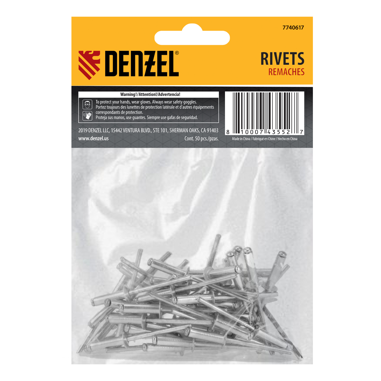 Заклепки алюминиевые, 5/32"-5/8", 4 х 15 мм, 50 шт Denzel