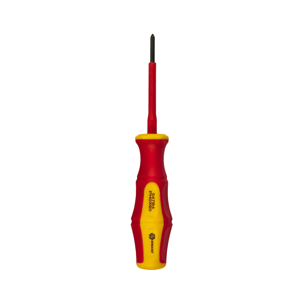 Отвертка диэлектрическая КОБАЛЬТ Ultra Grip PH-0 х 60 ммCR-V, двухкомпонентная рукоятка (1 шт.) подвес