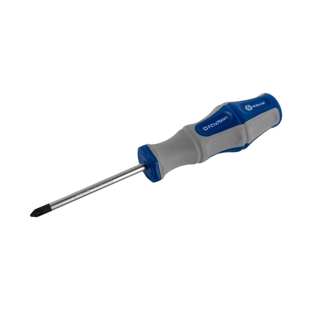 Отвёртка КОБАЛЬТ Ultra Grip PZ-1 х 75 ммCR-V, двухкомпонентная рукоятка (1 шт.) подвес