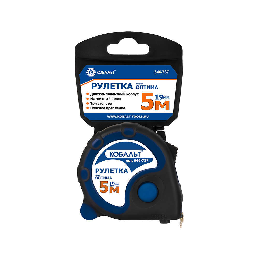 Рулетка Оптима (5м x 19мм) КОБАЛЬТ 646-737