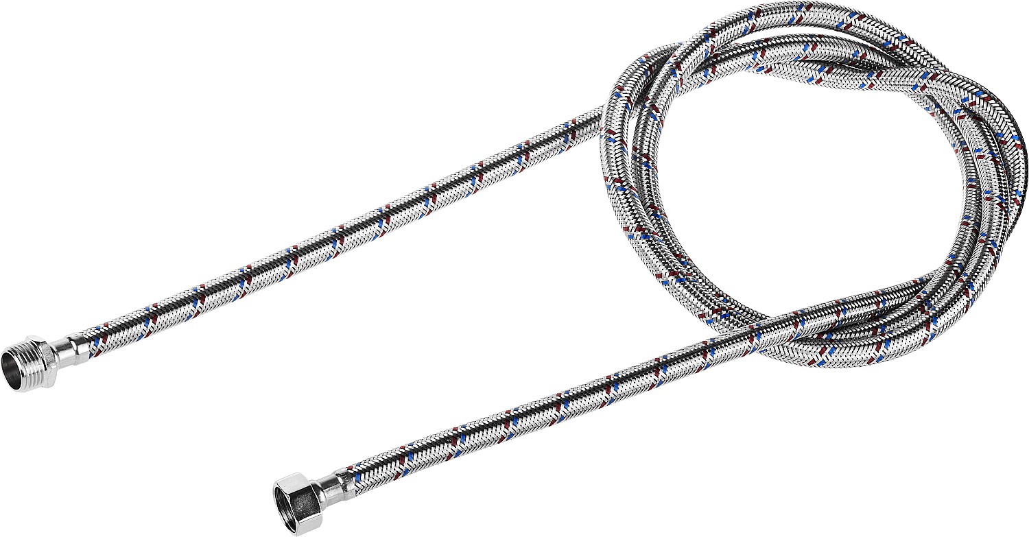 ЗУБР 1/2″, 1.8 м, гайка-штуцер, гибкая подводка для воды (51005-G/S-180)