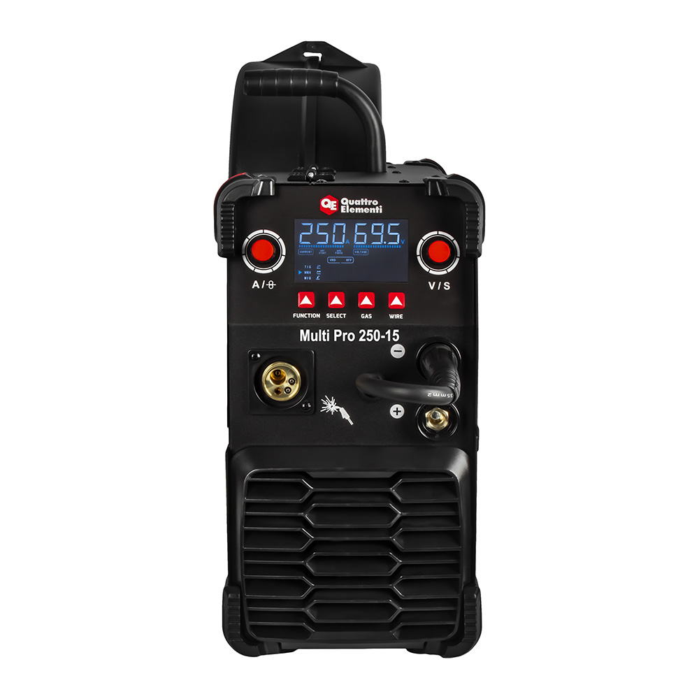 Аппарат полуавтомат. сварки, инвертор QUATTRO ELEMENTI Multi Pro 250-15 (250A, 1 фаза, 3 вида сварки MIG/TIG/MMA, кат.15 кг,Диспл.)(925-761), шт