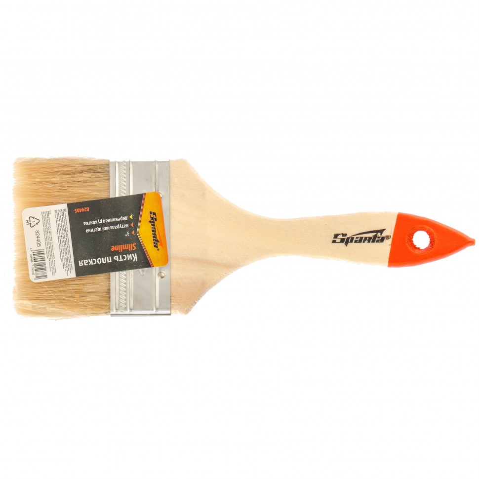 Кисть плоская Slimline 3" (75 мм) натуральная щетина, деревянная ручка Sparta