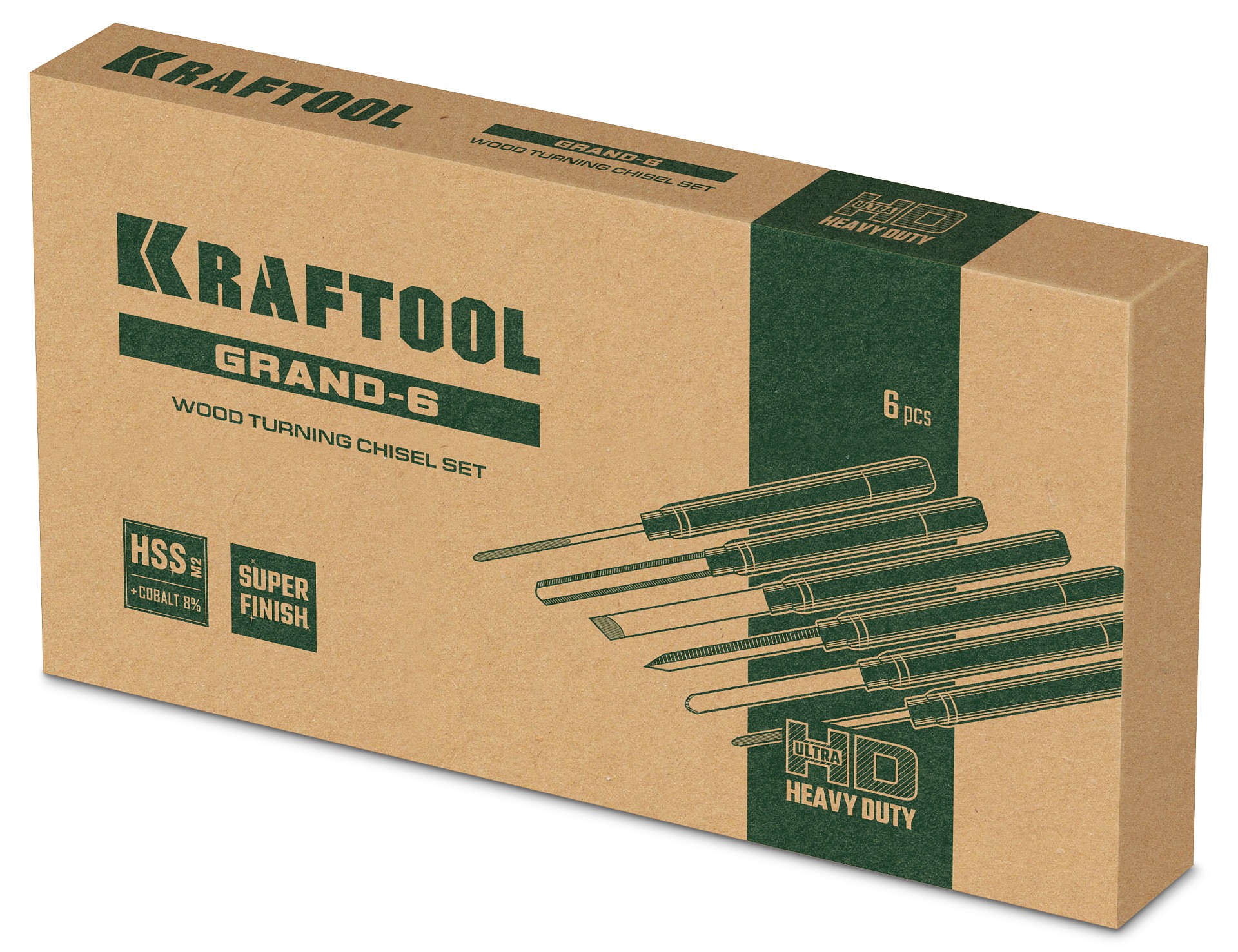 KRAFTOOL Grand-6 6 предм., набор токарных резцов по дереву (18368)