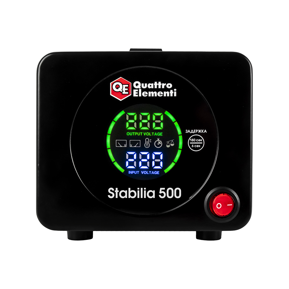 Стабилизатор напряжения QUATTRO ELEMENTI Stabilia 500 (500 ВА, 140-270 В) (917-636), шт