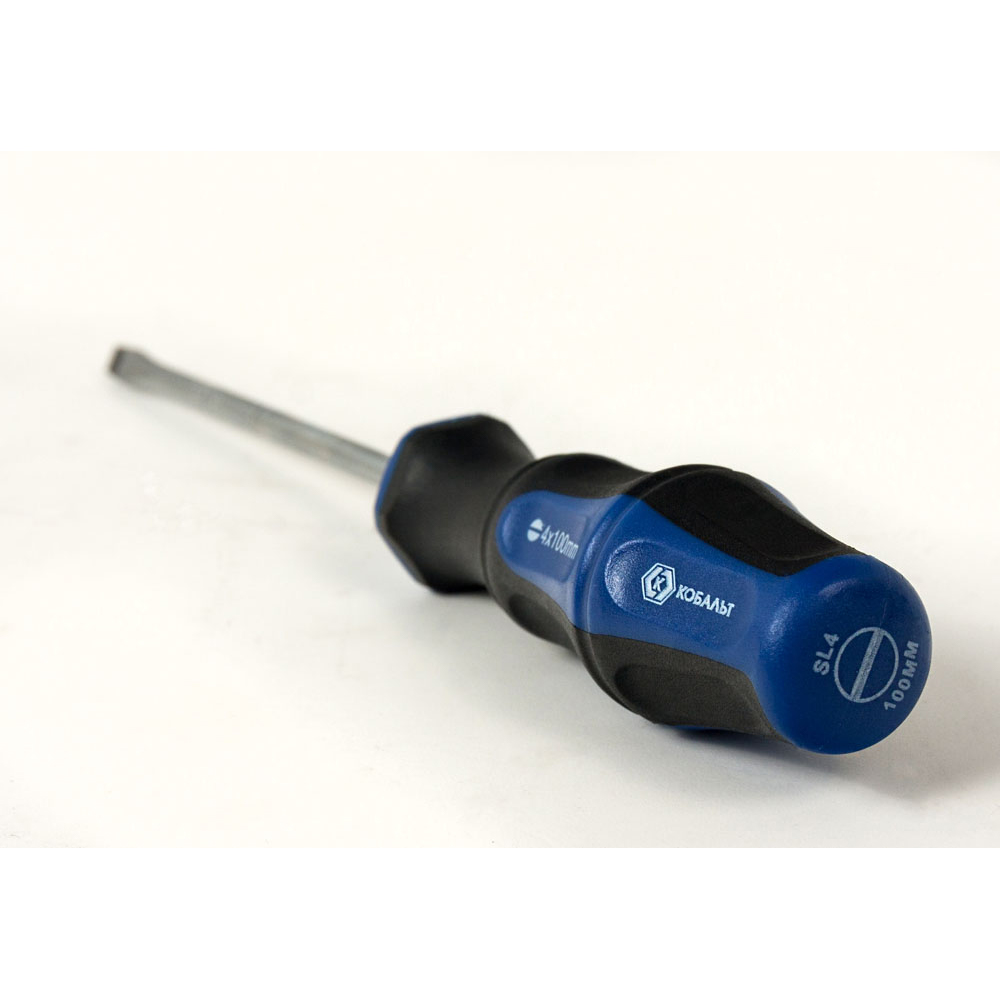 Отвёртка КОБАЛЬТ Ultra Grip SL 4,0 х 100 ммCR-V, двухкомпонентная рукоятка (1 шт.) подвес