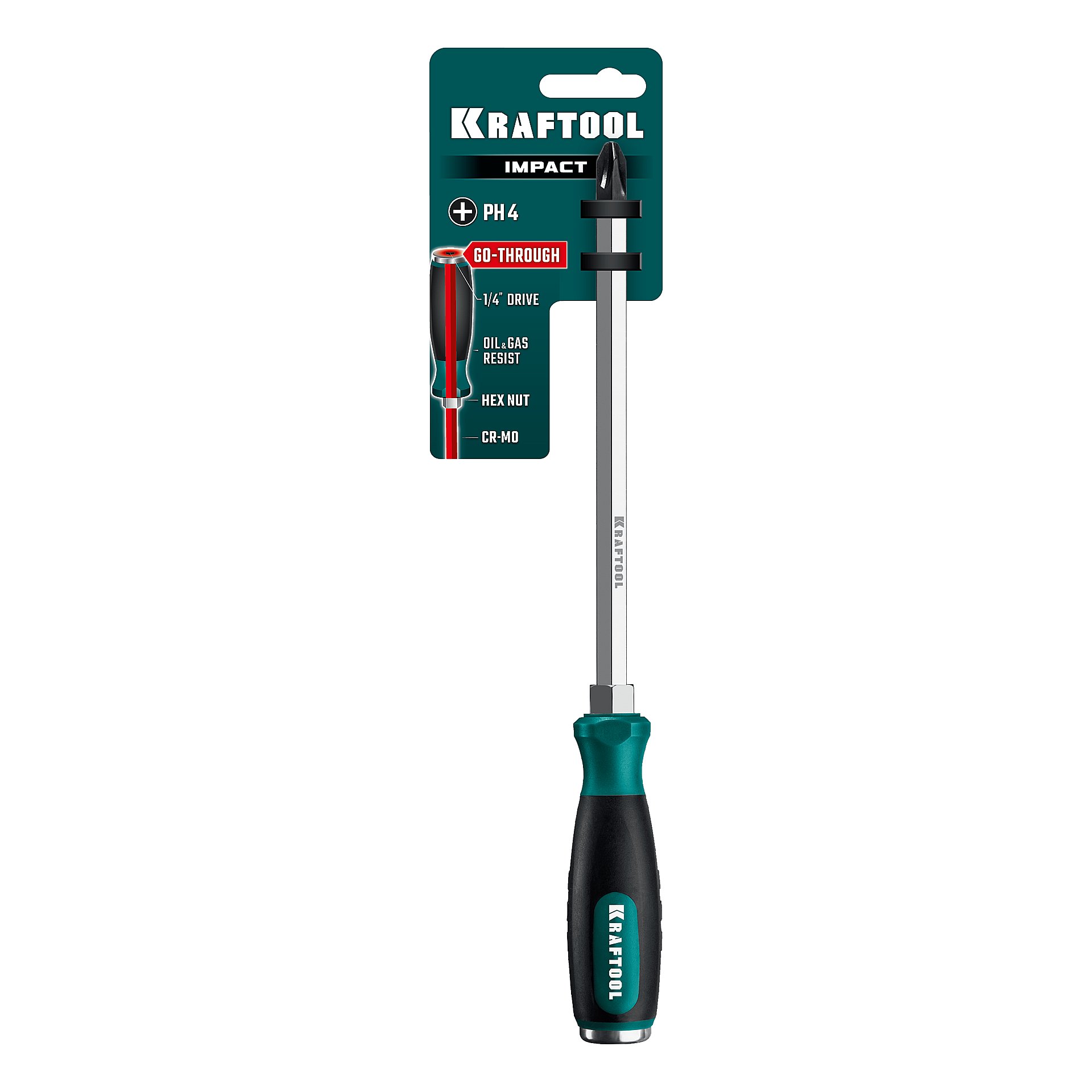 KRAFTOOL IMPACT PH 4, сквозной стержень Cr-Mo, ударная отвертка (250034-4)