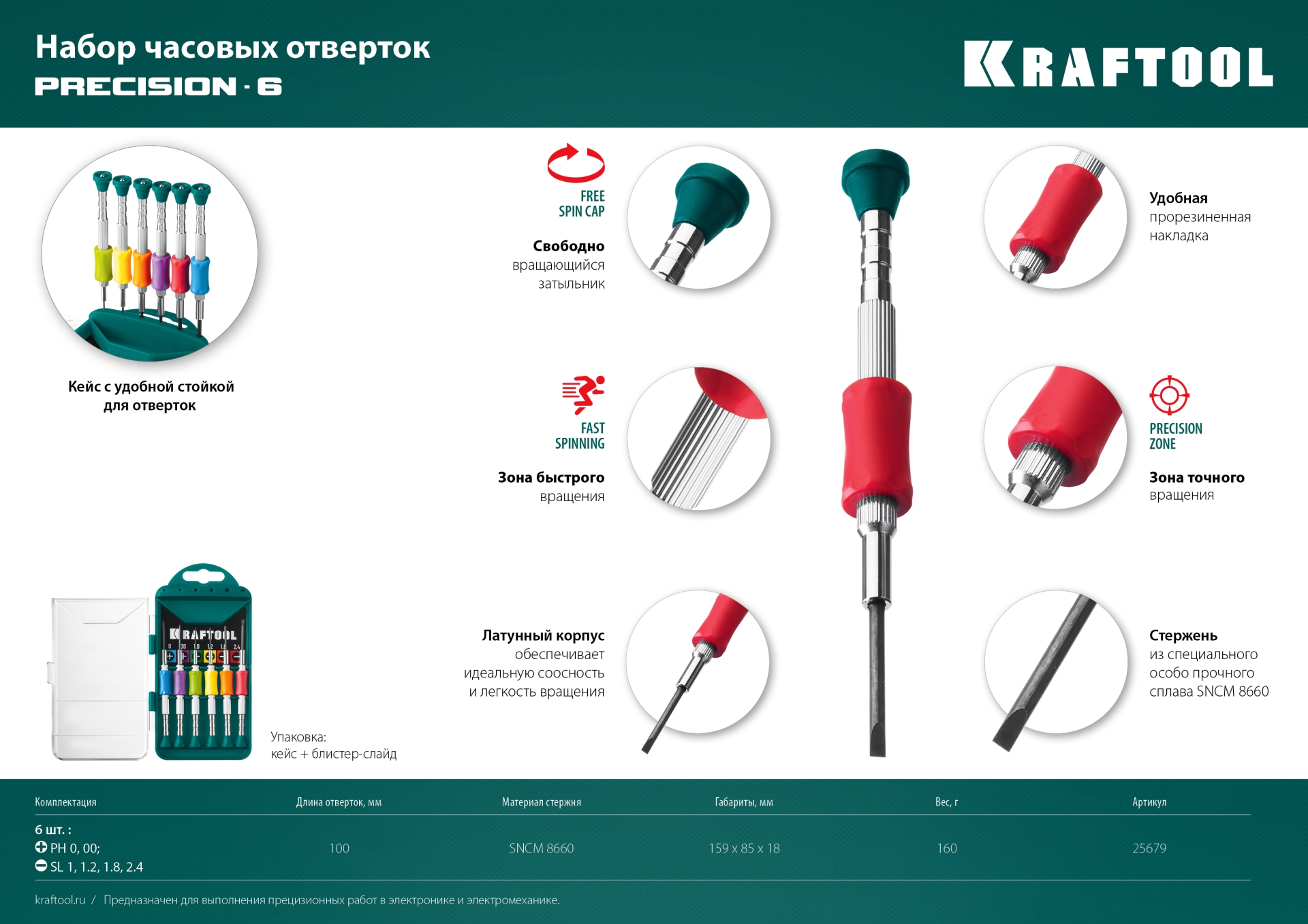 KRAFTOOL Precision-6, 6 предм., отвертка для точных работ (25679)