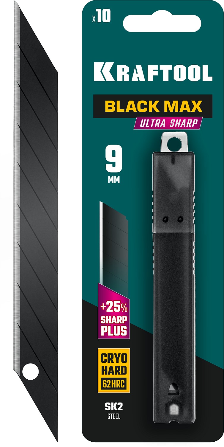 KRAFTOOL BLACK MAX, 9 мм, 10 шт, сегментированные лезвия (09602-09-S10)