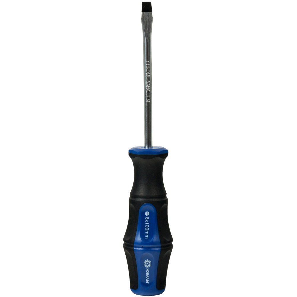 Отвёртка КОБАЛЬТ Ultra Grip SL 6,0 х 100 ммCR-V, двухкомпонентная рукоятка (1 шт.) подвес