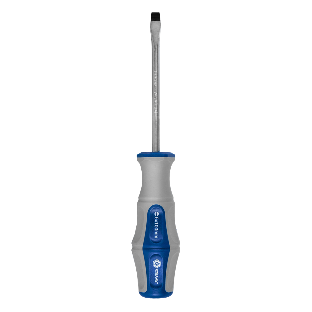 Отвёртка КОБАЛЬТ Ultra Grip SL 6,0 х 100 ммCR-V, двухкомпонентная рукоятка (1 шт.) подвес