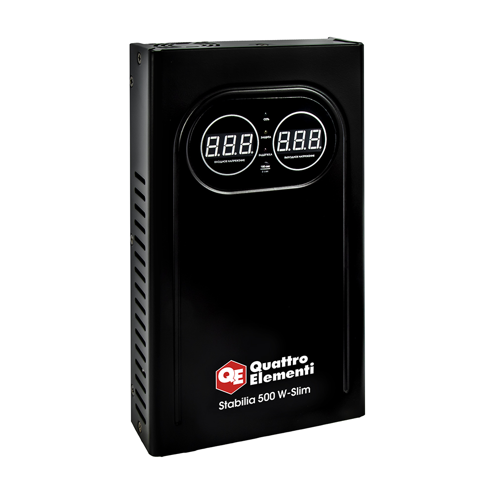 Стабилизатор напряжения QUATTRO ELEMENTI Stabilia 500 W-Slim (500 ВА, 140-270 В, настенный) (917-766), шт