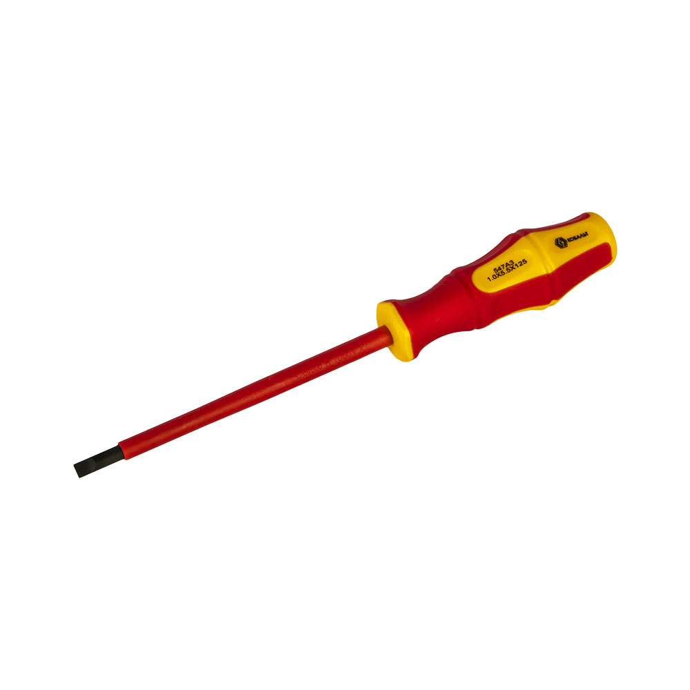 Отвертка диэлектрическая КОБАЛЬТ Ultra Grip SL 5,5 х 125 ммCR-V, двухкомпонентная рукоятка (1 шт.) подвес