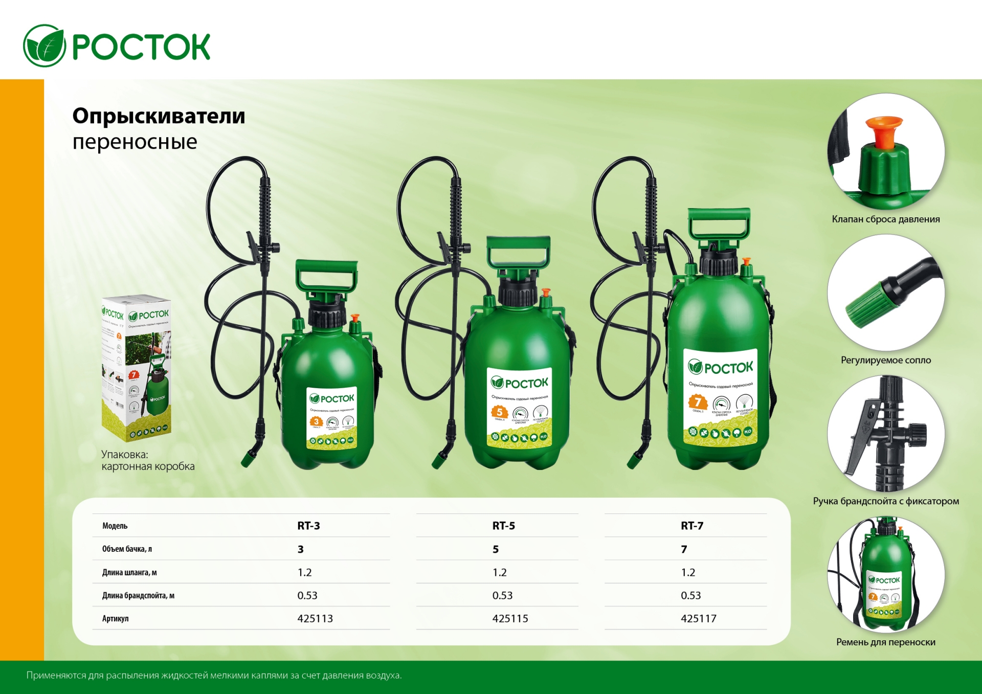 РОСТОК RT-3, 3 л, переносной опрыскиватель (425113)