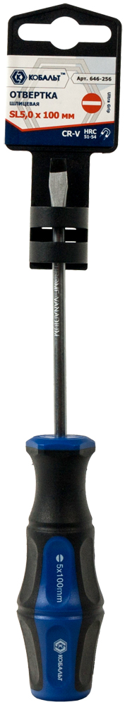 Отвёртка КОБАЛЬТ Ultra Grip SL 5,0 х 100 ммCR-V, двухкомпонентная рукоятка (1 шт.) подвес