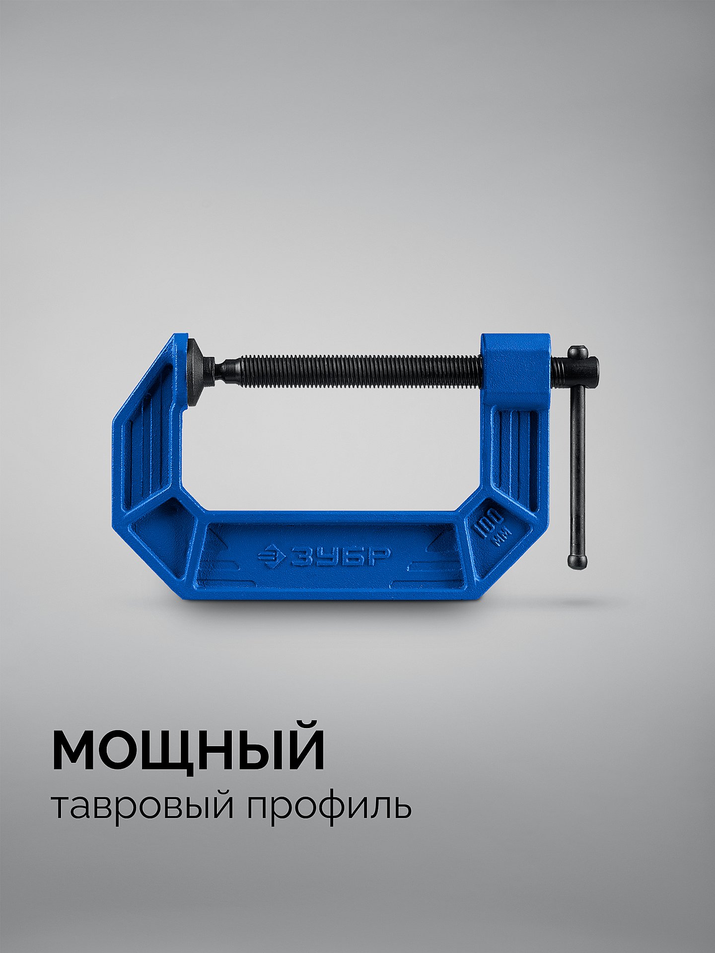 ЗУБР ПСС-100, 100 мм,чугунная струбцина тип С (G-образная), Профессионал (32245-100)