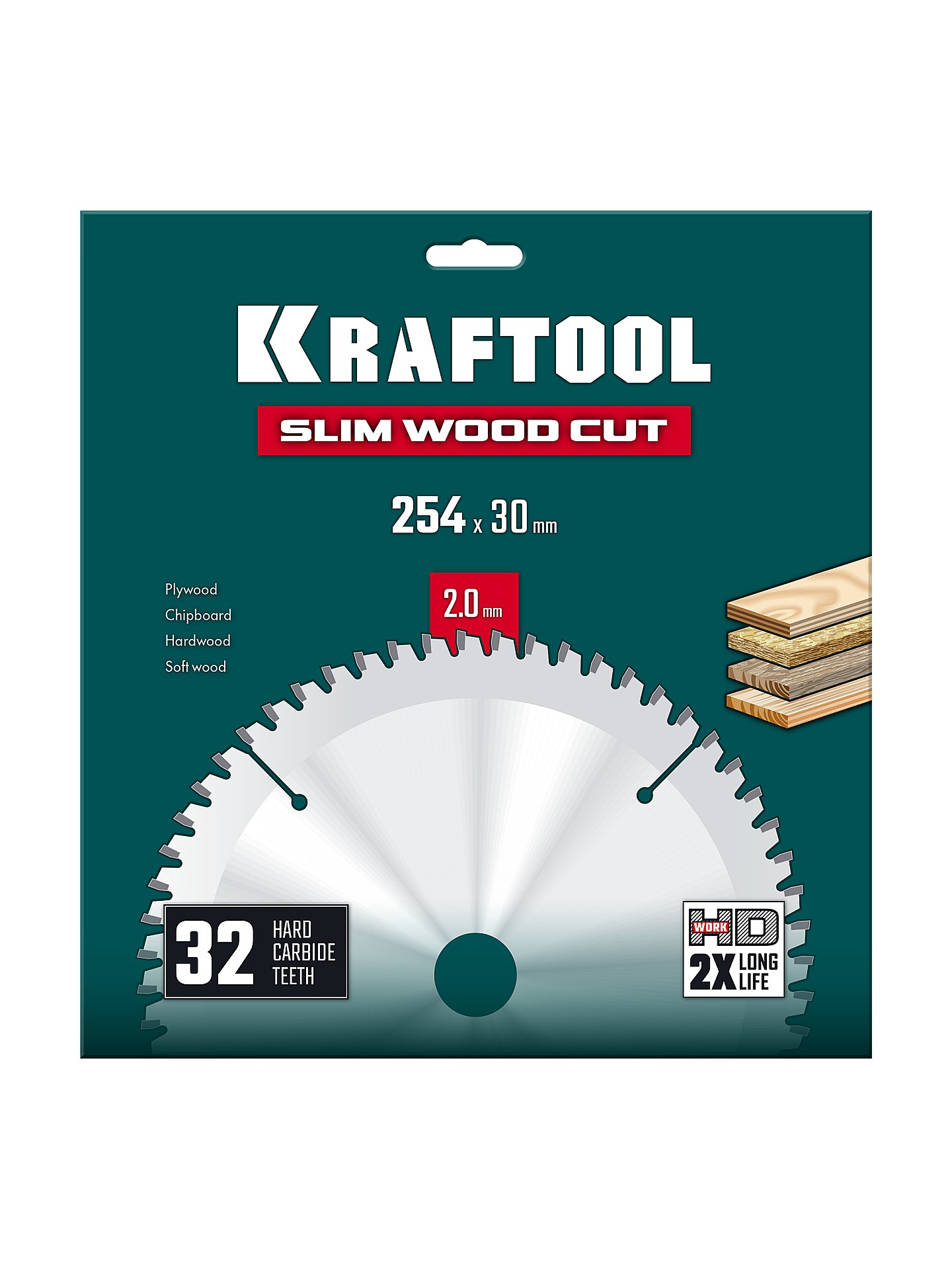 KRAFTOOL Slim wood cut 254 х 30 x 2.0 мм, 32Т, диск пильный по дереву, (36955-254-30-32)
