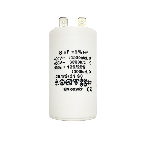 Конденсатор UNITED PARTS CBB60, 8 мкФ, 450В, 2 клеммы (90-0971), шт
