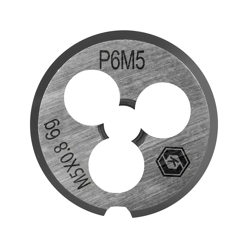 Плашка по металлу КОБАЛЬТ ручная, М5 х 0.8 мм, правая, точность 6g, быстрорежущая сталь Р6М5, пластиковая туба, блистер (925-969), шт