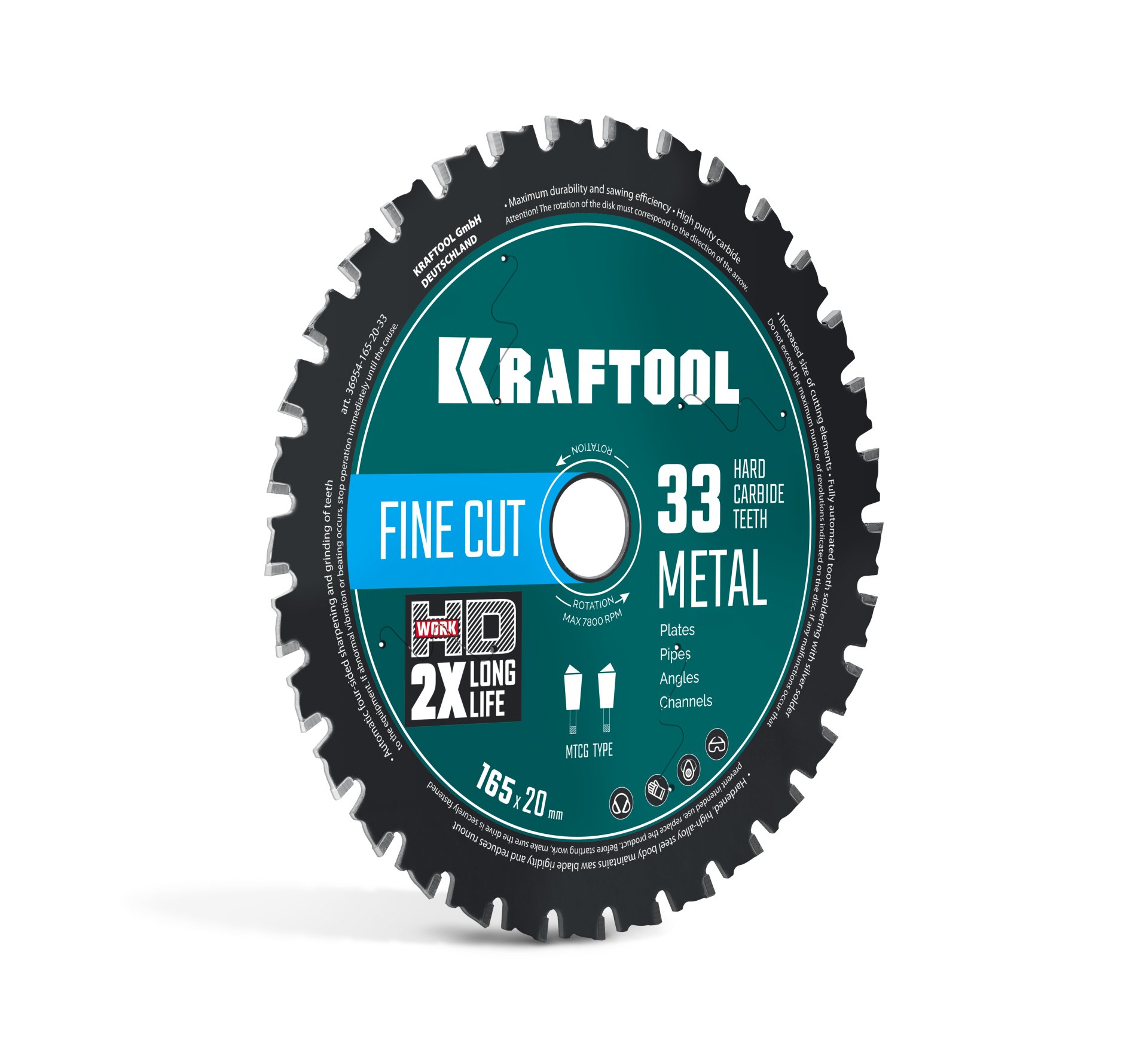 KRAFTOOL Metal Cut 165 х 20 мм, 33Т, диск пильный по металлу и стали (36954-165-20-33)