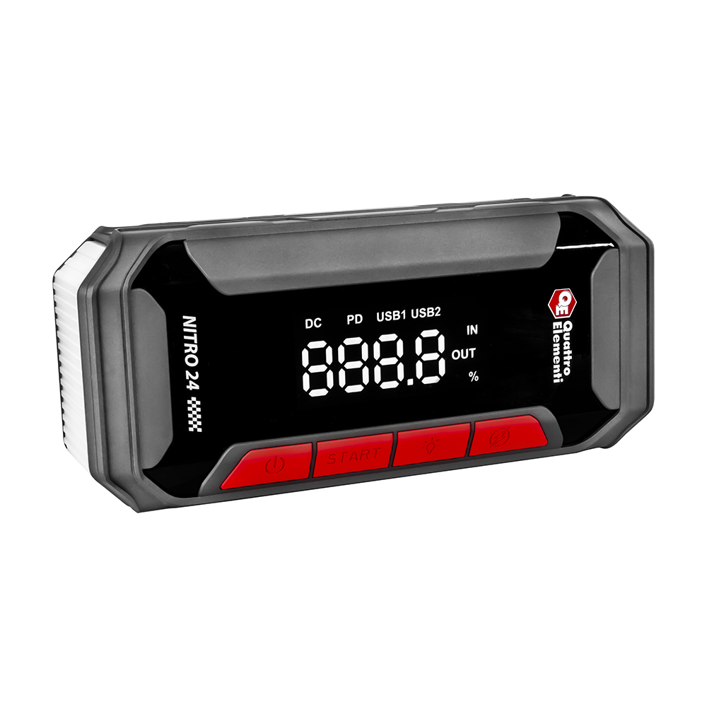 Пусковое устройство QUATTRO ELEMENTI Nitro 24 (12В, 24000 мАч, 2000 А, Type-C, USB-A, дисплей, фонарь (919-272), шт