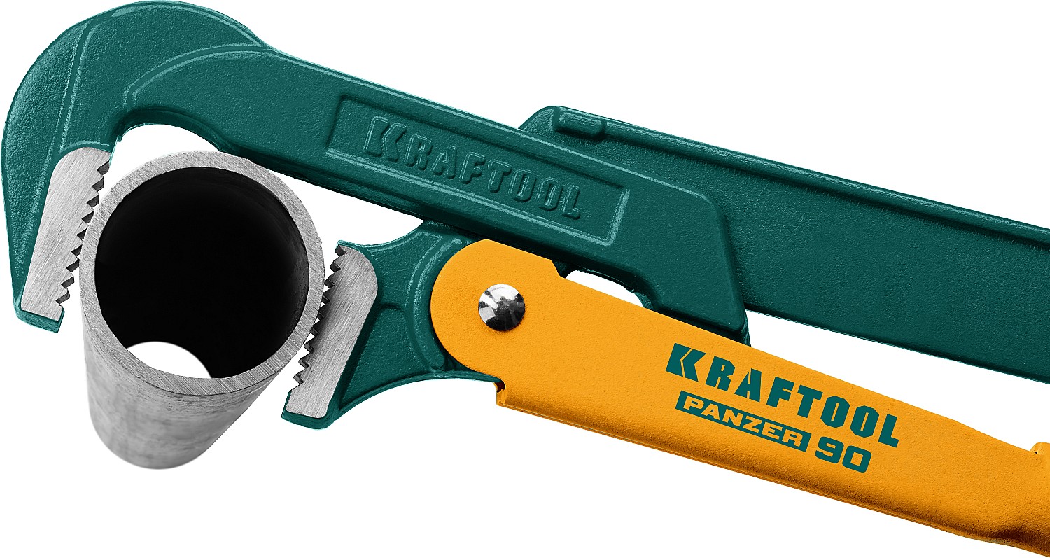 KRAFTOOL PANZER-90, №2, 1.5″, 440 мм, трубный ключ с прямыми губками (2734-15)