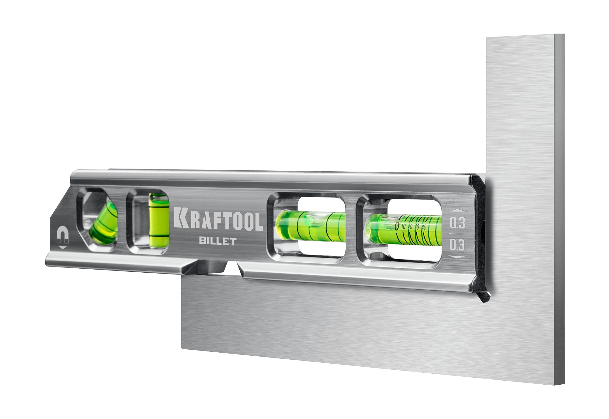 KRAFTOOL BILLET-20, 8 в 1, 200 мм, точность 0.3 мм/м, 4 глазка, брусковый магнитный уровень (34790)