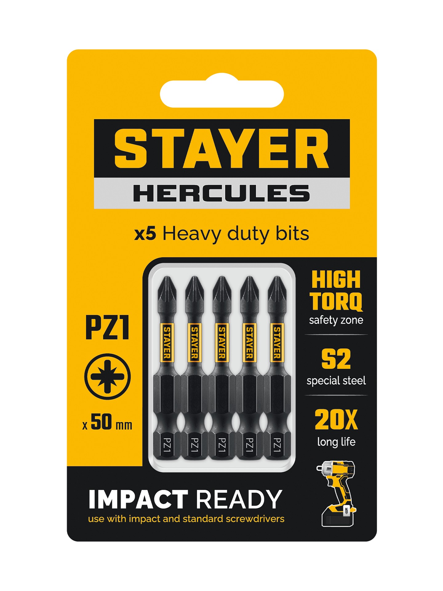 STAYER HERCULES, PZ1, 50 мм, 5 шт, торсионные биты (26233-1-50-5)