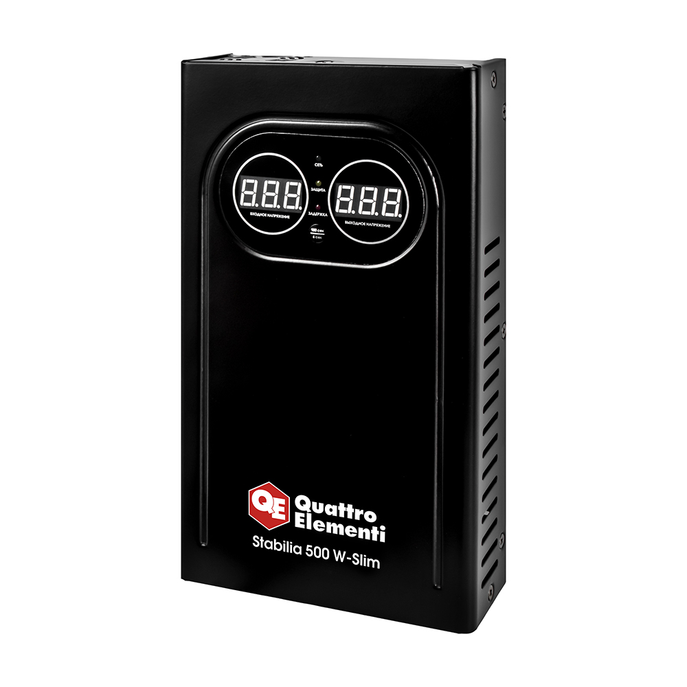 Стабилизатор напряжения QUATTRO ELEMENTI Stabilia 500 W-Slim (500 ВА, 140-270 В, настенный) (917-766), шт