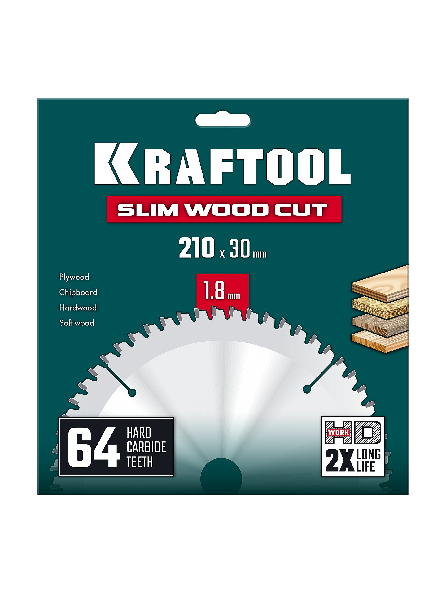 KRAFTOOL Slim wood cut 210 х 30 x 1.8 мм, 64Т, диск пильный по дереву, (36955-210-30-64)