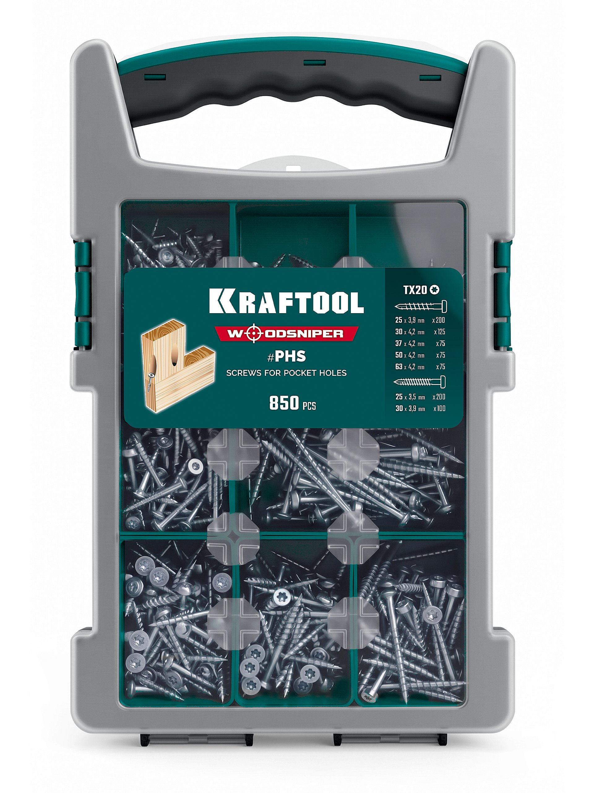 KRAFTOOL Woodsniper-PHS, 850 шт, в систейнере, набор саморезов для глухих отверстий (30067-PH)