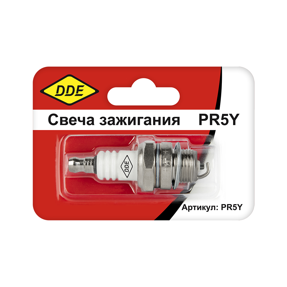 Свеча зажигания DDE - PR5Y (Champion RCJ6Y, Bosch WSR5F, NGK BPMR8A) бензопилы, триммеры, мот (PR5Y), шт