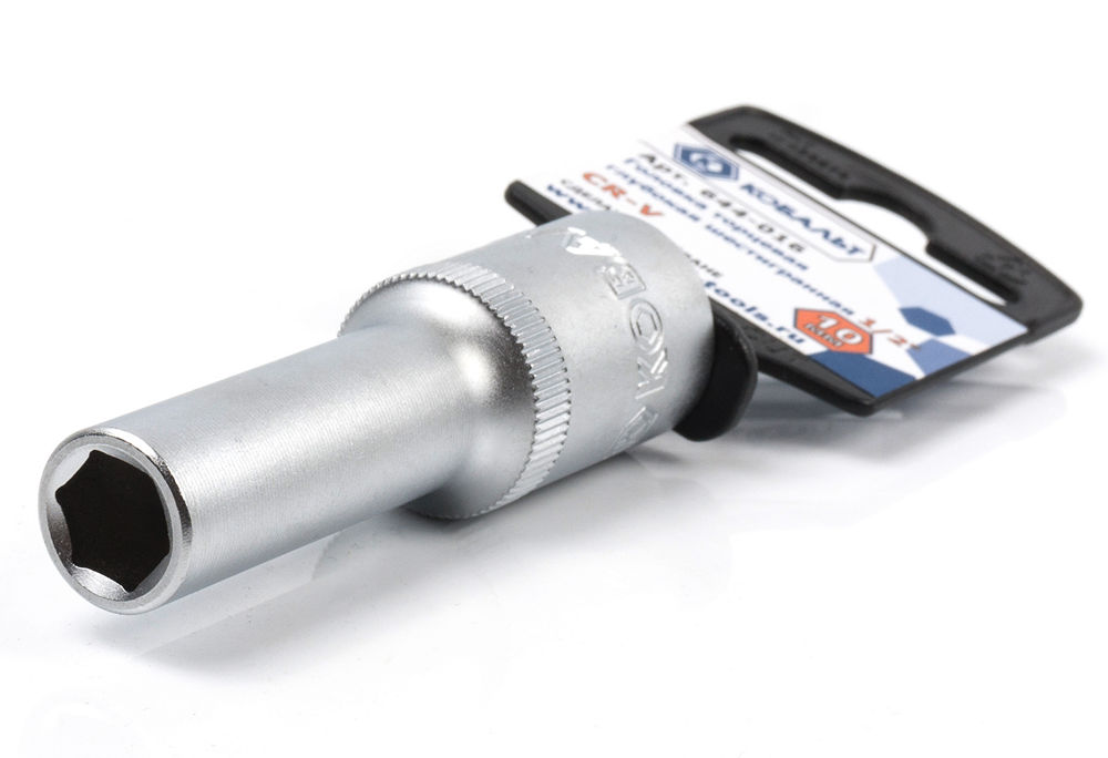 Головка торцевая глубокая КОБАЛЬТ 1/2", 10 мм, Cr-V(1 шт.) подвес