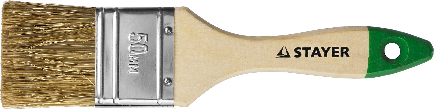 STAYER LASUR, 50 мм, 2″, смешанная щетина, деревянная ручка, для высокотекучих ЛКМ, плоская кисть (01031-50)