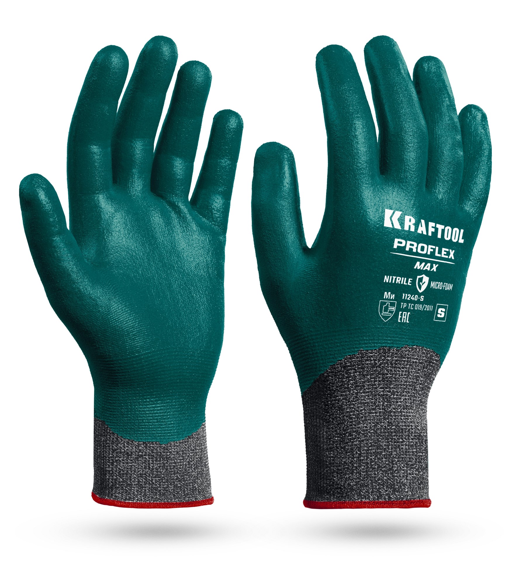 KRAFTOOL ProFlex Max, S (7), полный облив, эластичные перчатки, вспененное нитриловое покрытие, 15 класс (11240-S)