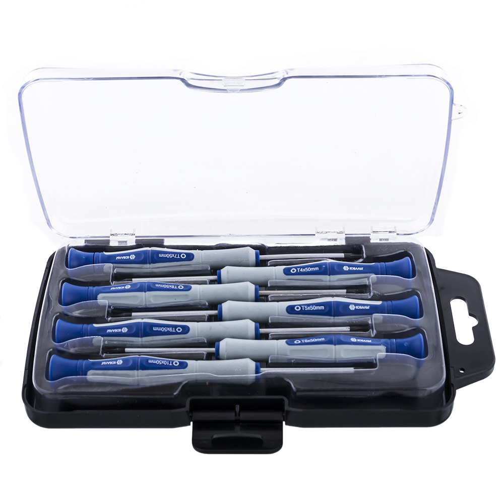 Набор отверток для точных работ КОБАЛЬТ Ultra Grip 50 мм,TORX: T4; T5; T6; T7; T8; T9; T10. CR-V кейс (7 шт.) блистер