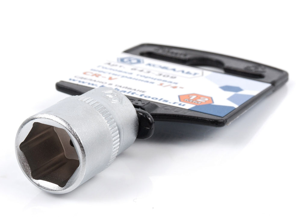 Головка торцевая КОБАЛЬТ 1/4", 12 мм, Cr-V(1 шт.) подвес