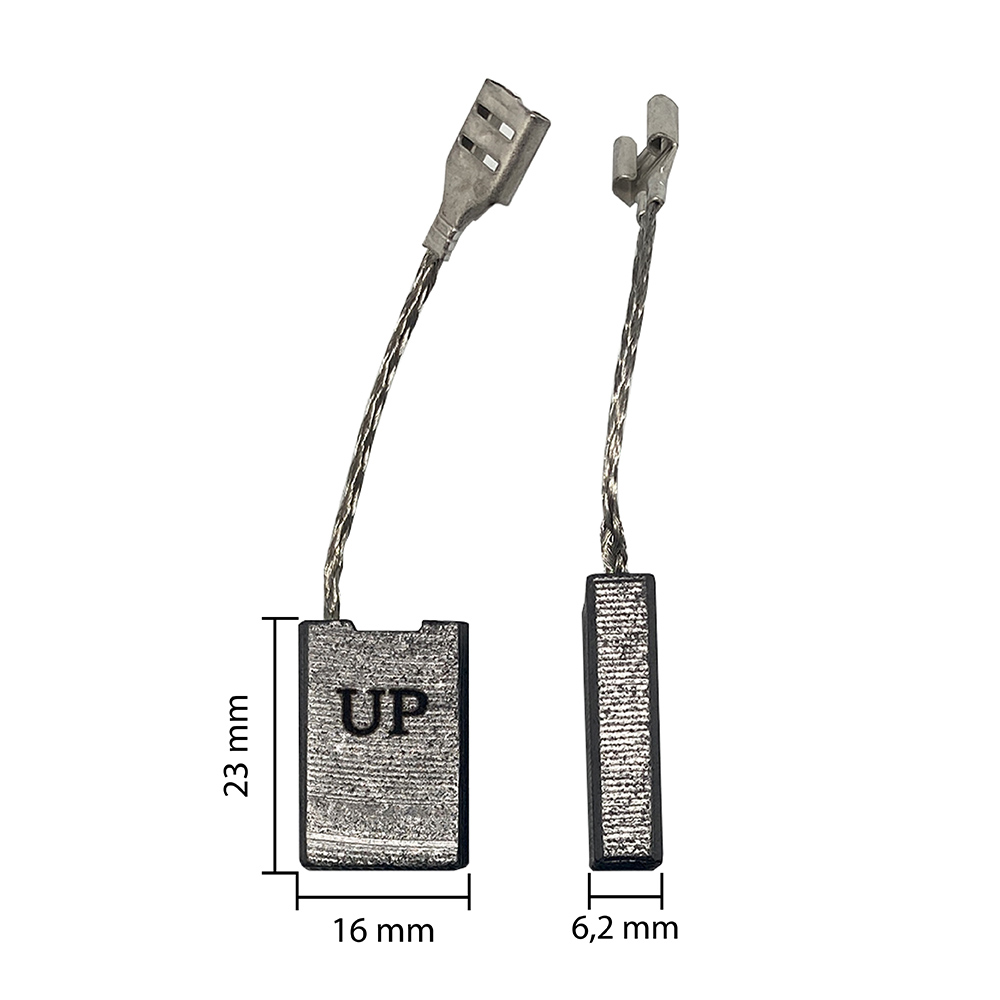 Щетка графитовая UNITED PARTS для BOSCH GWS20-230 (аналог 1607014171)  6,2х16х23мм АВТОСТОП, пар