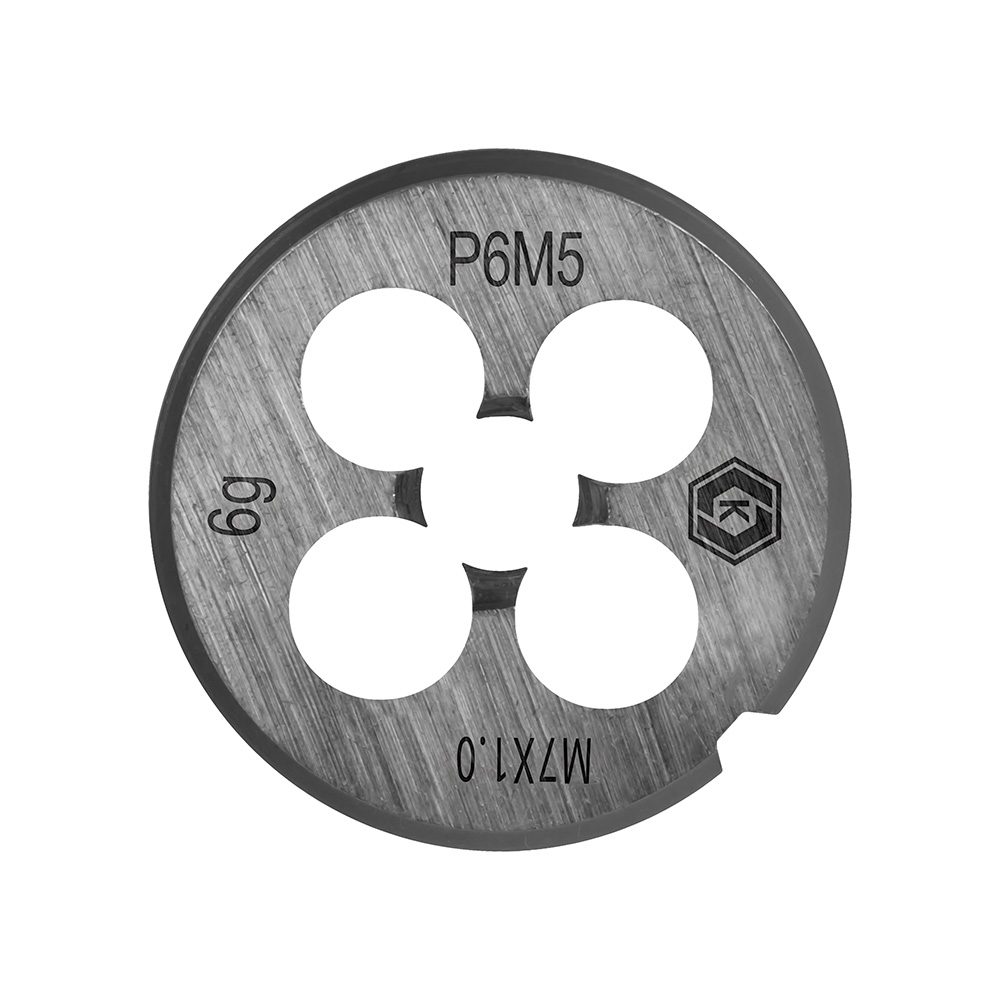 Плашка по металлу КОБАЛЬТ ручная, М7 х 1 мм, правая, точность 6g, быстрорежущая сталь Р6М5, пластиковая туба, блистер (925-983), шт
