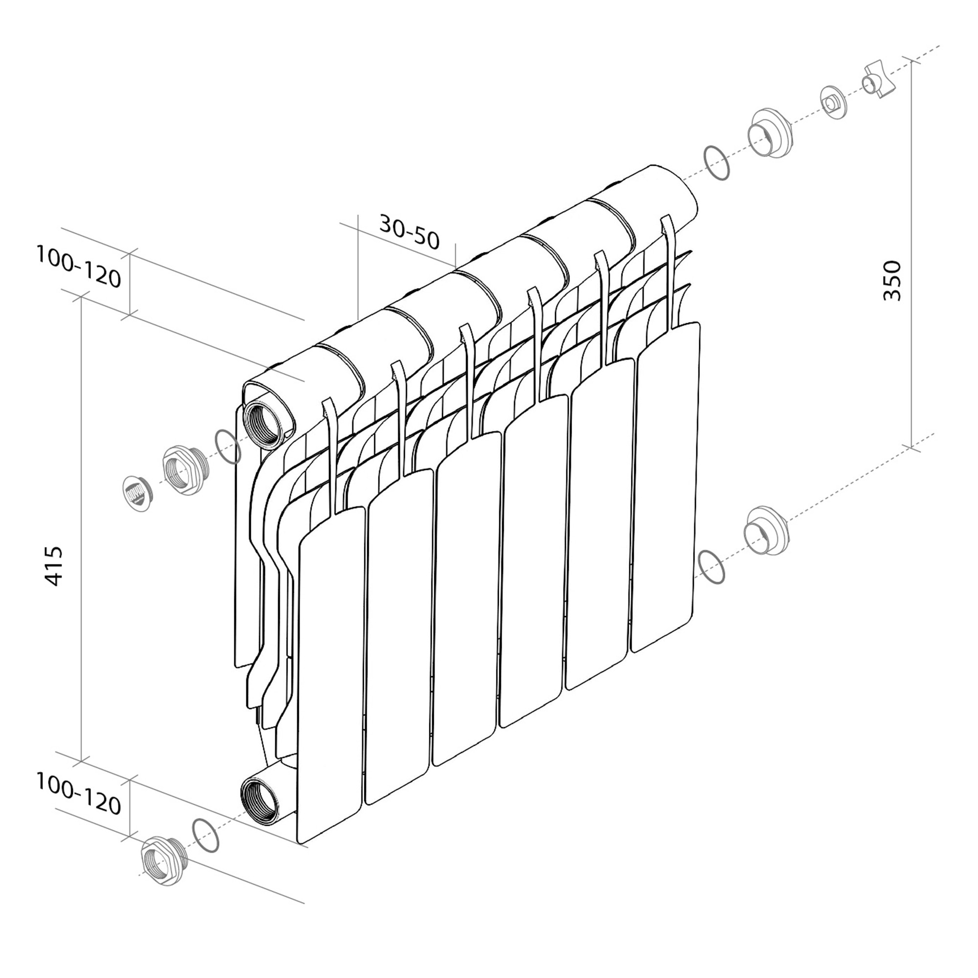 Радиатор Royal Thermo Revolution Bimetall 350 - 4 секц.