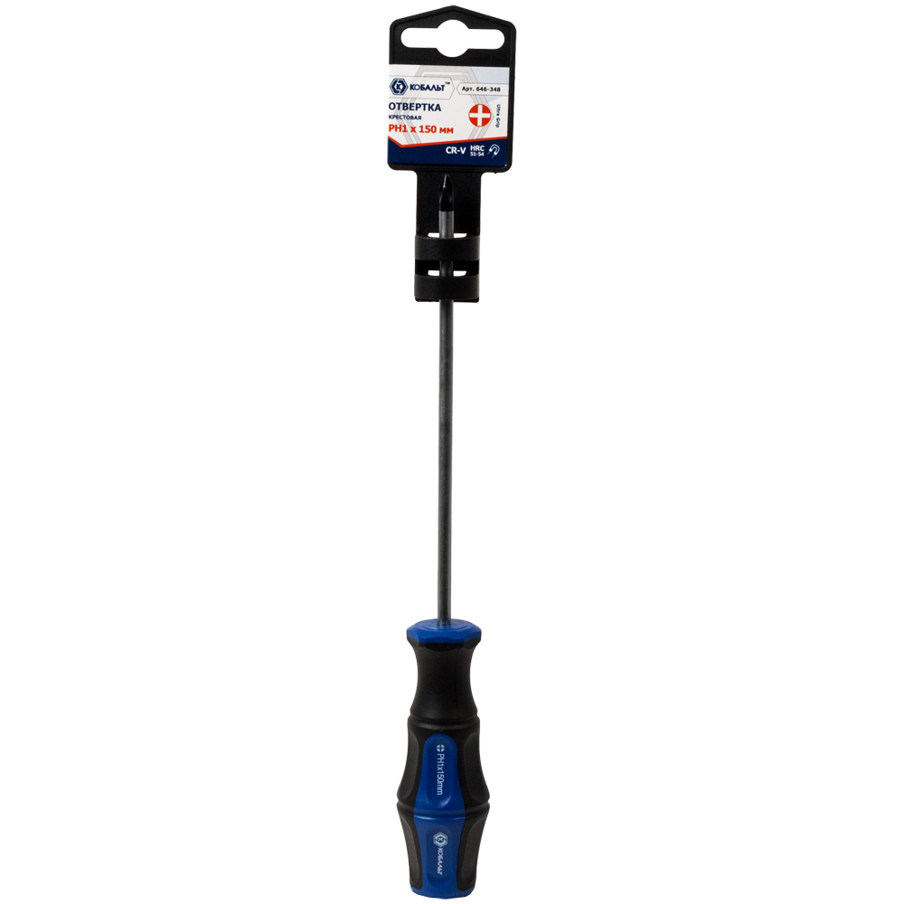 Отвёртка КОБАЛЬТ Ultra Grip PH-1 х 150 ммCR-V, двухкомпонентная рукоятка (1 шт.) подвес
