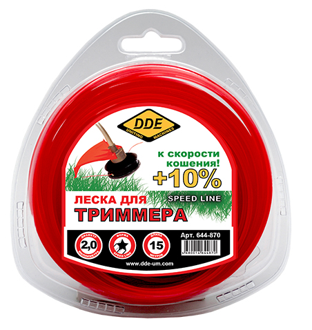 Корд триммерный в блистере DDE "Speed line"(звезда) 2,0 мм х 15 м, красный
