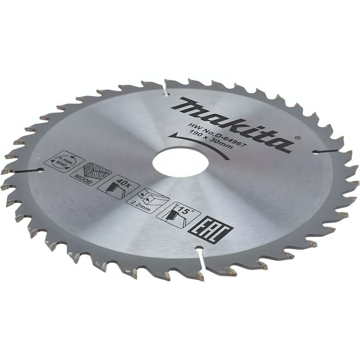 Диск пильный твердосплавный по дереву, ДСП MAKITA 190x30x2.2/1.4x40T, шт