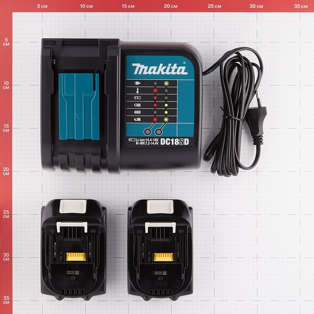 Зарядное устройство MAKITA набор MAKPAC 18 В, Li ion. 1,5 Ач (2 шт акк  BL1815N + зарядно (197143-8), шт