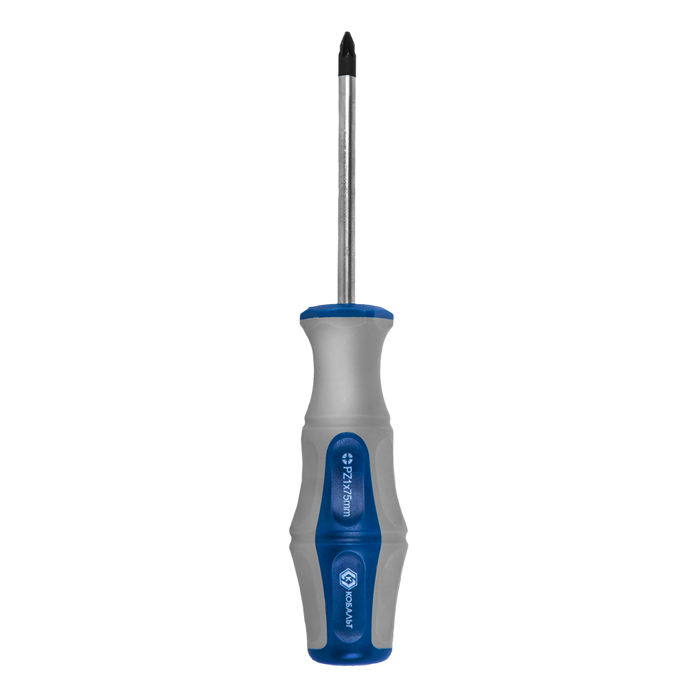 Отвёртка КОБАЛЬТ Ultra Grip PZ-1 х 75 ммCR-V, двухкомпонентная рукоятка (1 шт.) подвес