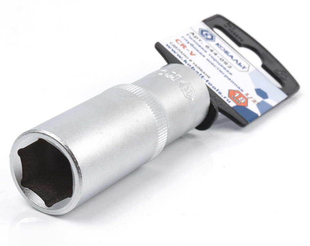 Головка торцевая глубокая КОБАЛЬТ 1/2", 18 мм, Cr-V(1 шт.) подвес