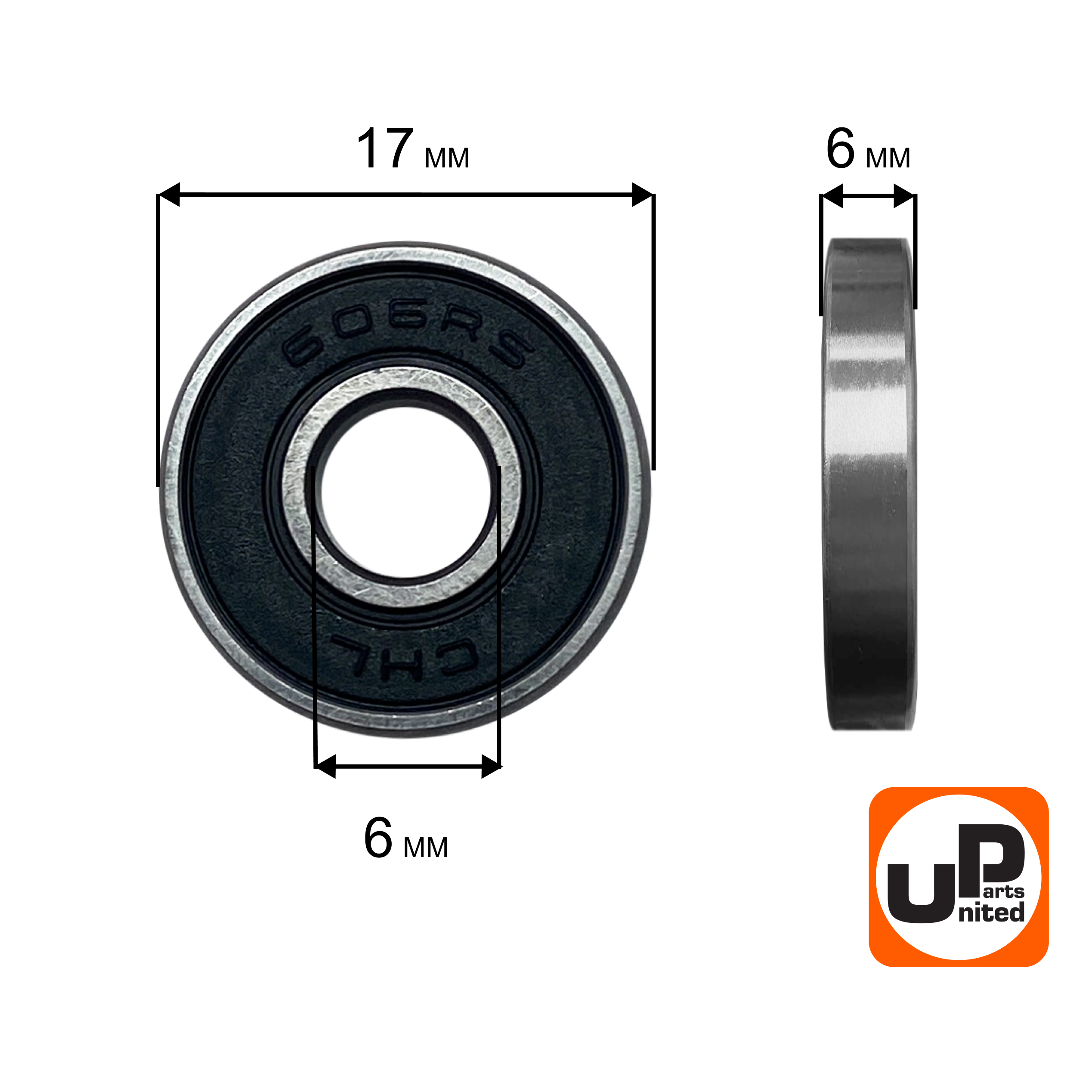 Подшипник шариковый UNITED PARTS 606-2RS (90-0386), шт